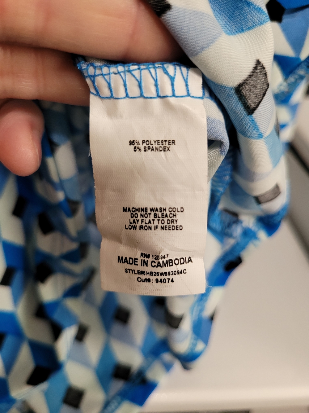 Cocomo Blue & White Geometric Print Tunic Blouse - Picture 9 of 9